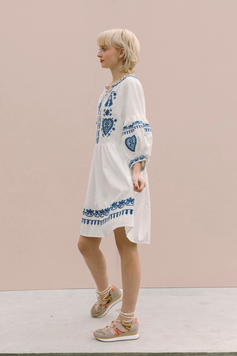EMBROIDERED MINI DRESS