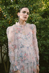 MAXI TUILLE RUFFLE DRESS