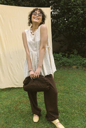EMBROIDERED COTTON SIDE-TIE TOP