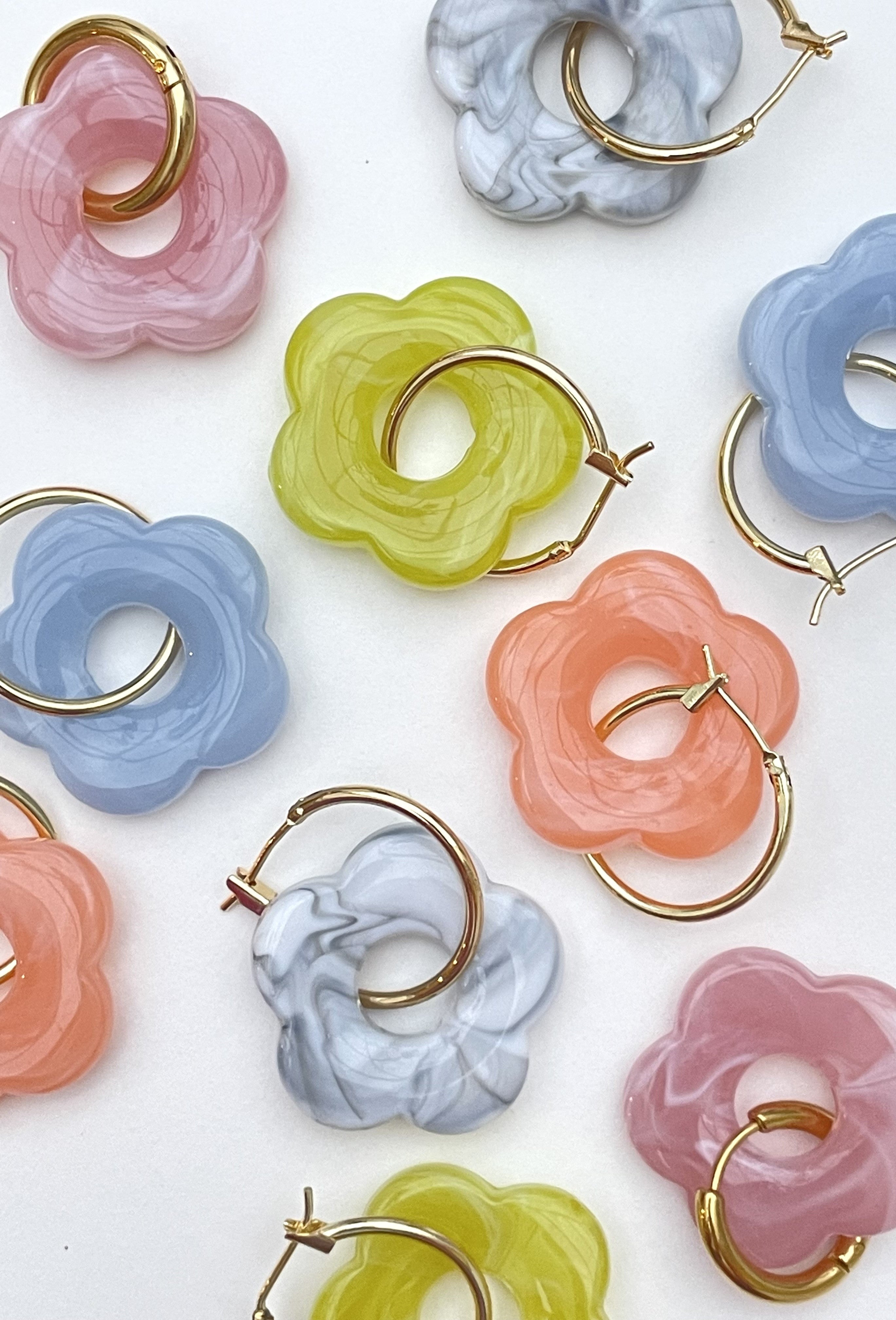 DAISY CHARM HOOPS - HINGE SNAP HOOPS