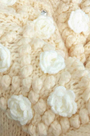 WINTER ROSETTE CARDIGAN - VANILLA