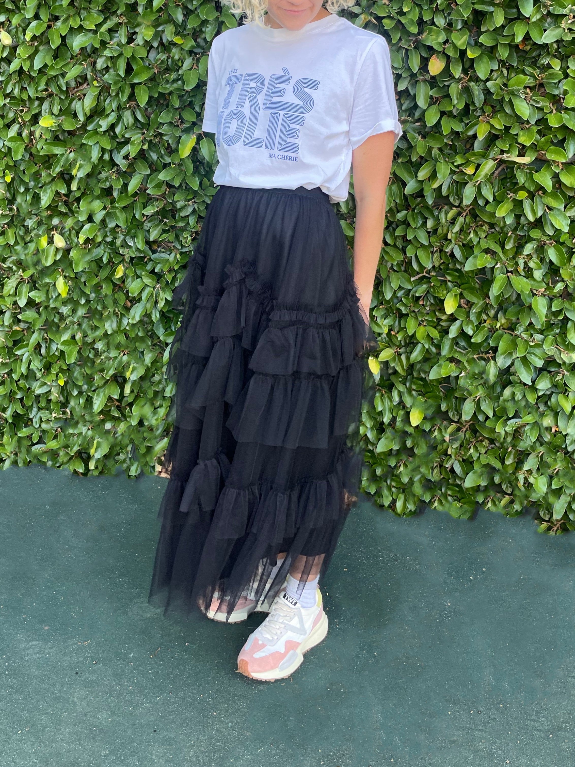 RUFFLE TULLE SKIRT - BLACK