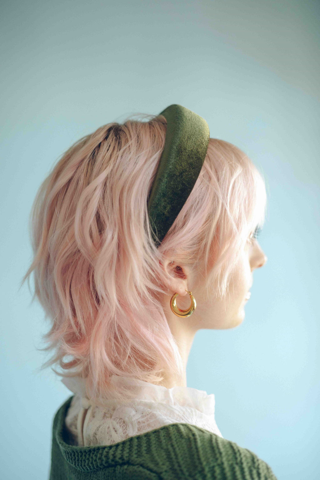 PADDED BAND - OLIVE VELVET