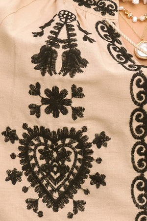 EMBROIDERED MINI DRESS - MUSHROOM