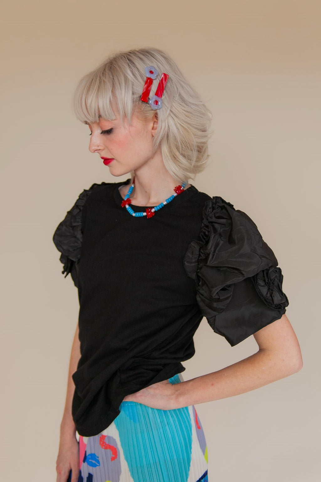 PUFF SLEEVE TEE - BLACK