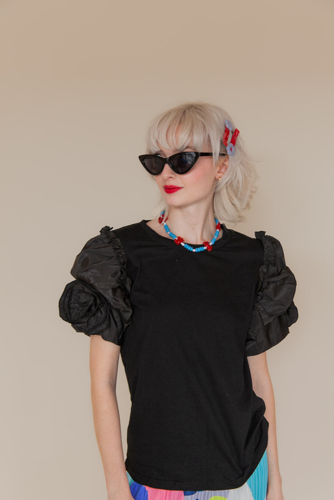 PUFF SLEEVE TEE - BLACK