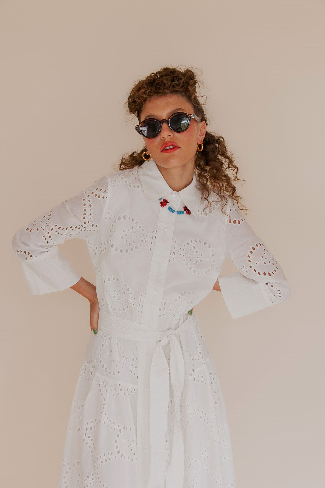 broderie shirt dress lightweight summer shirt dress with broderie en rve embroidery nude