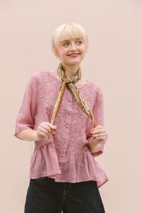 EMBROIDERED VOILE PEPLUM - ROSE