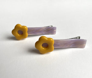 LEYLA FLOWER CLIP SET - LILAC/MARIGOLD