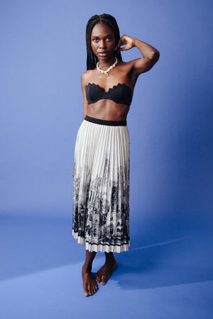 PRINTED PLEATED MIDI SKIRT