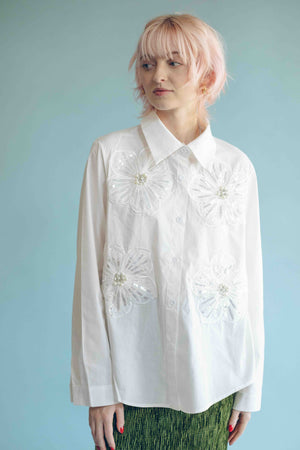 EMBELLISHED POPLIN SHIRT - WHITE