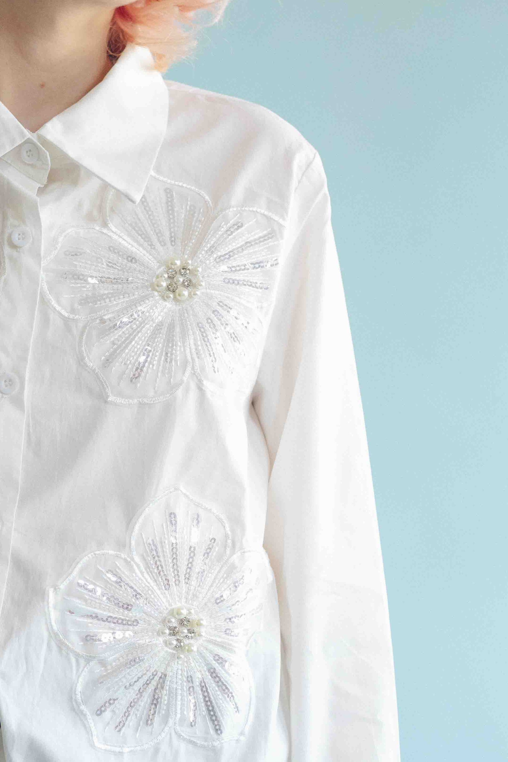 EMBELLISHED POPLIN SHIRT - WHITE