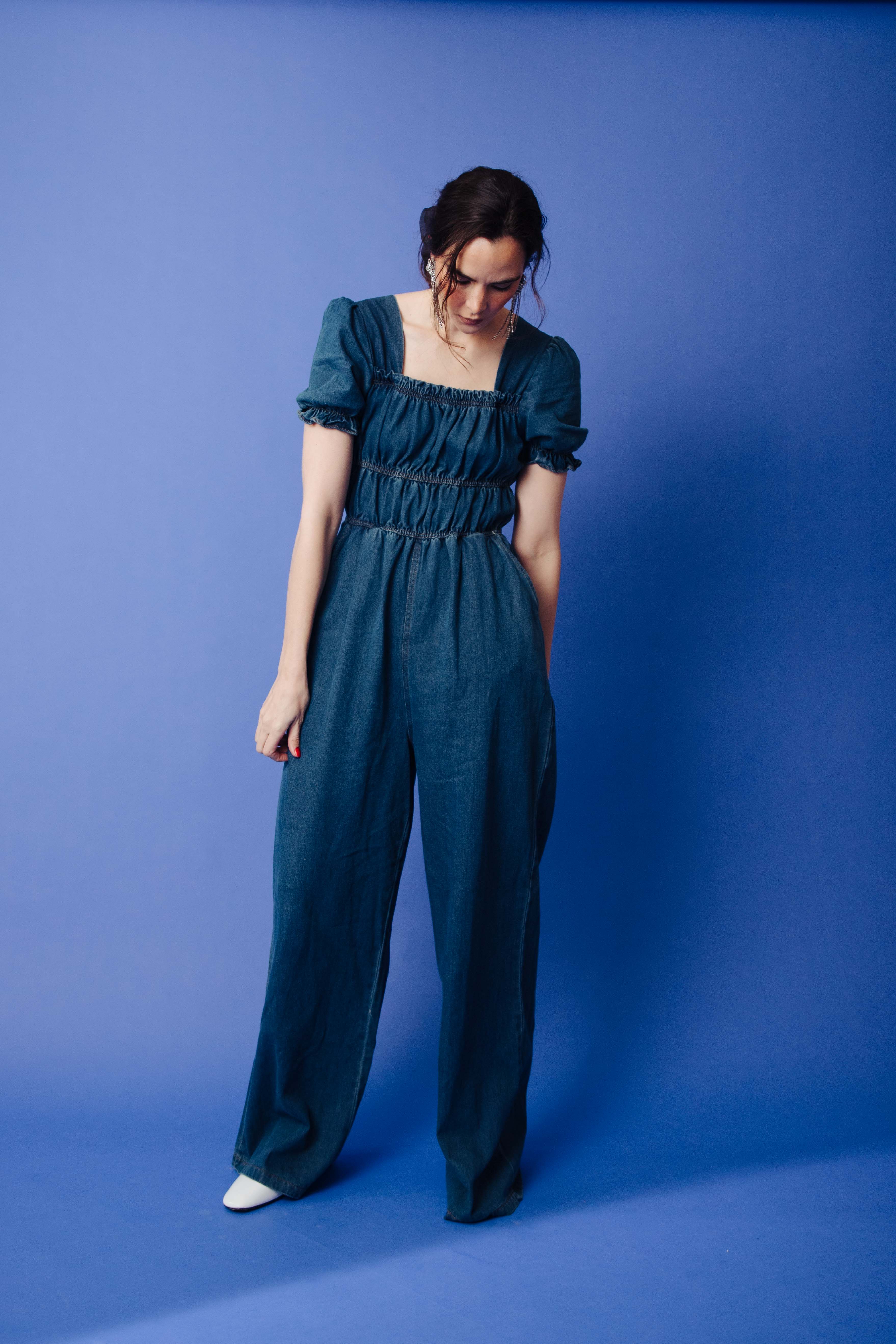DENIM WIDE-LEG JUMPSUIT