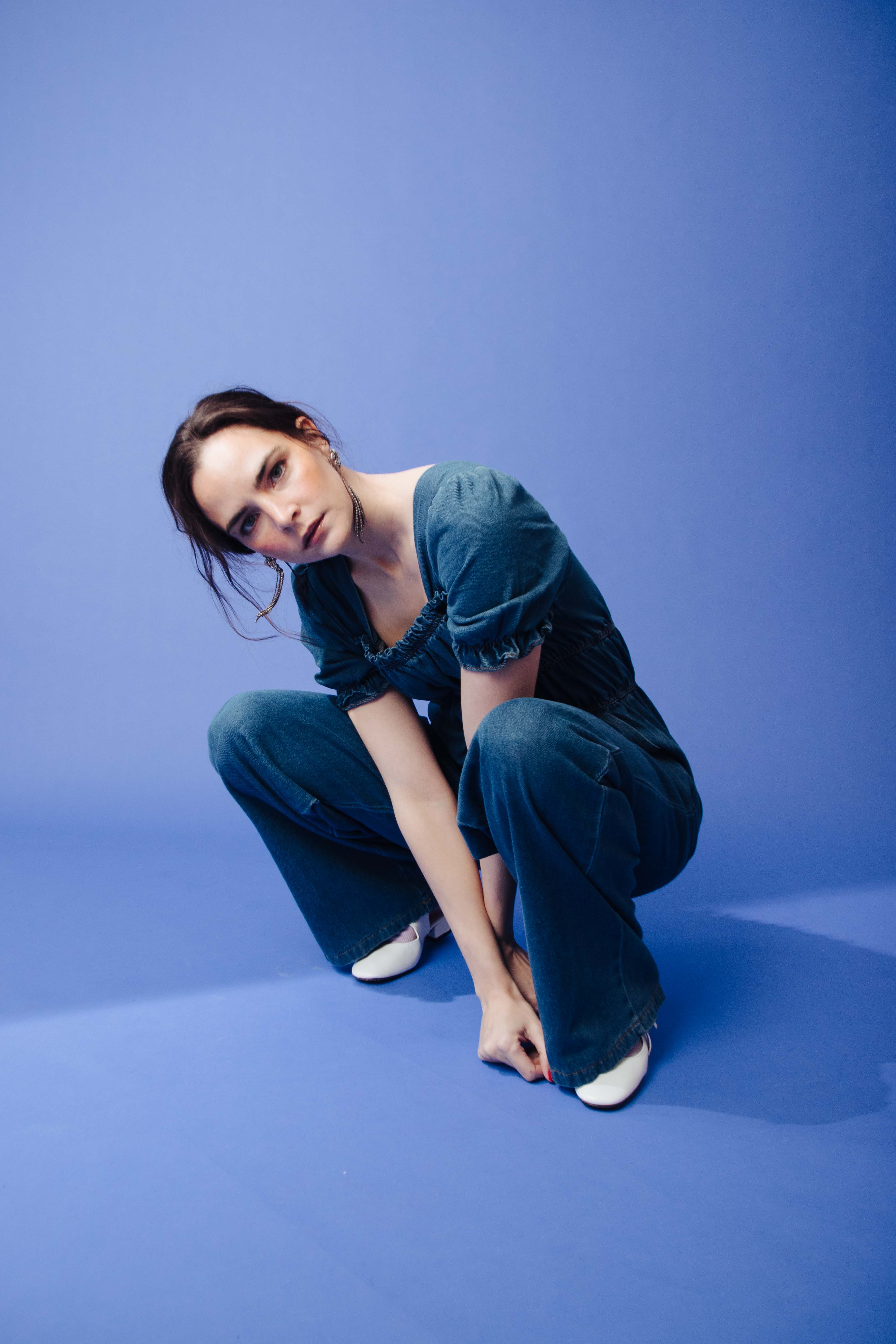 DENIM WIDE-LEG JUMPSUIT
