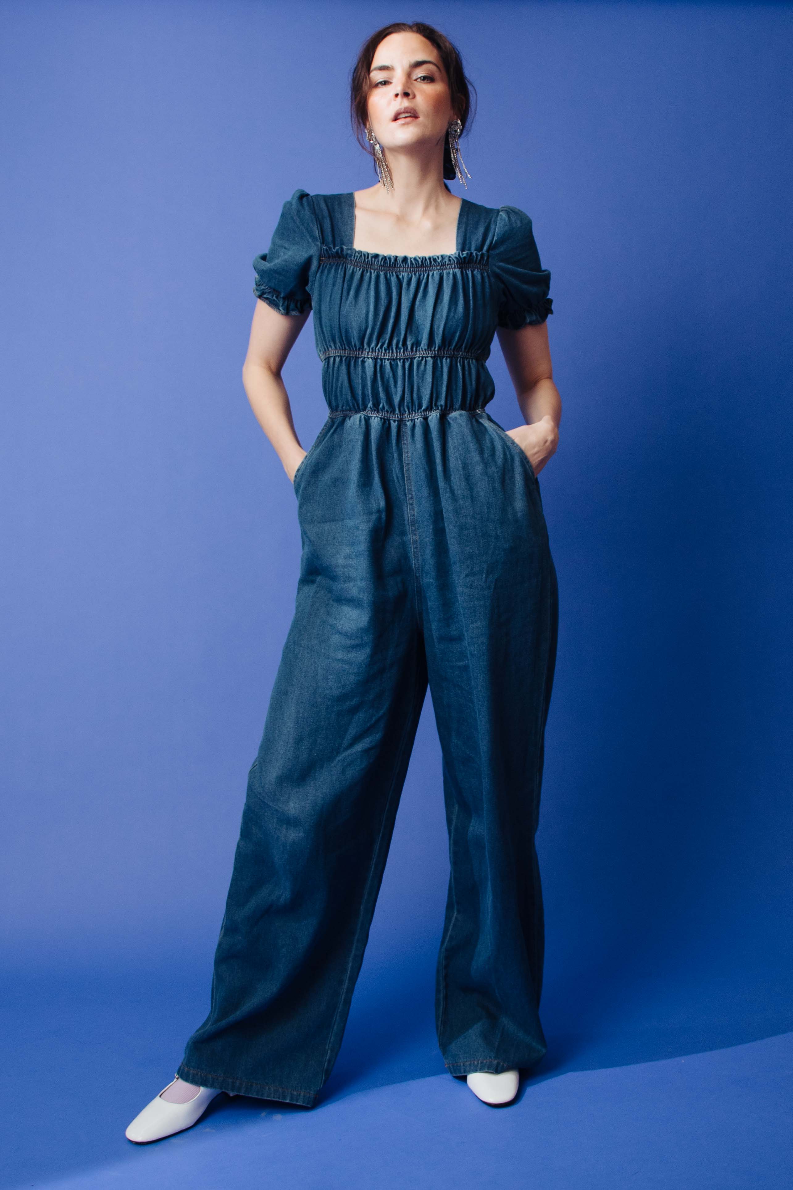 DENIM WIDE-LEG JUMPSUIT