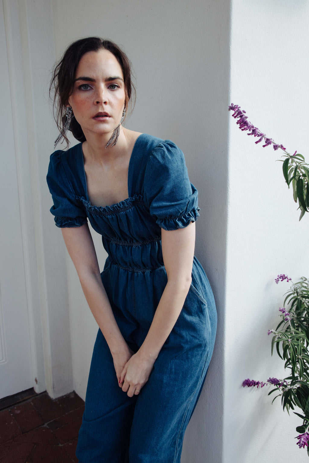 DENIM WIDE-LEG JUMPSUIT