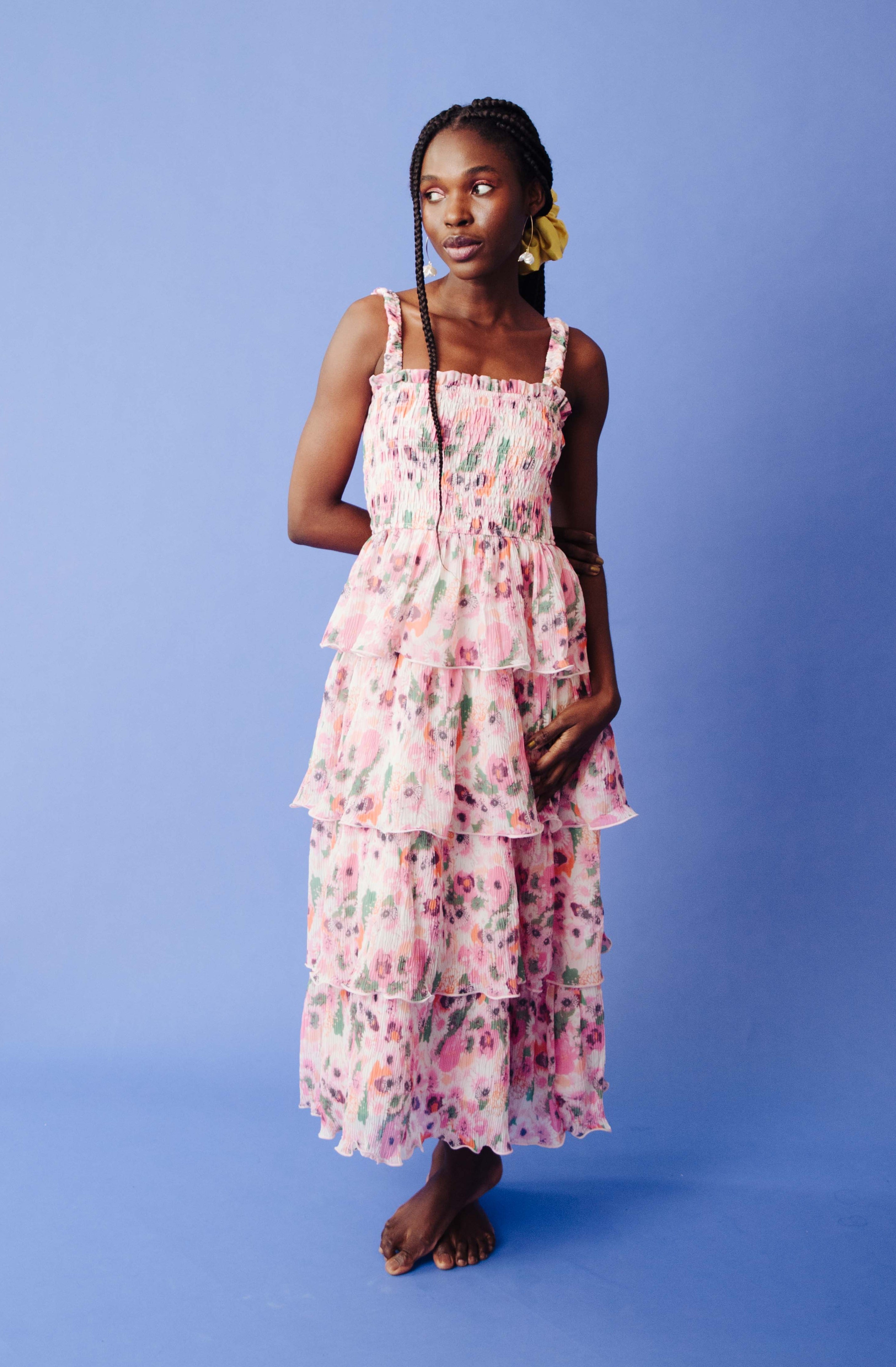 Frilly floral dress best sale