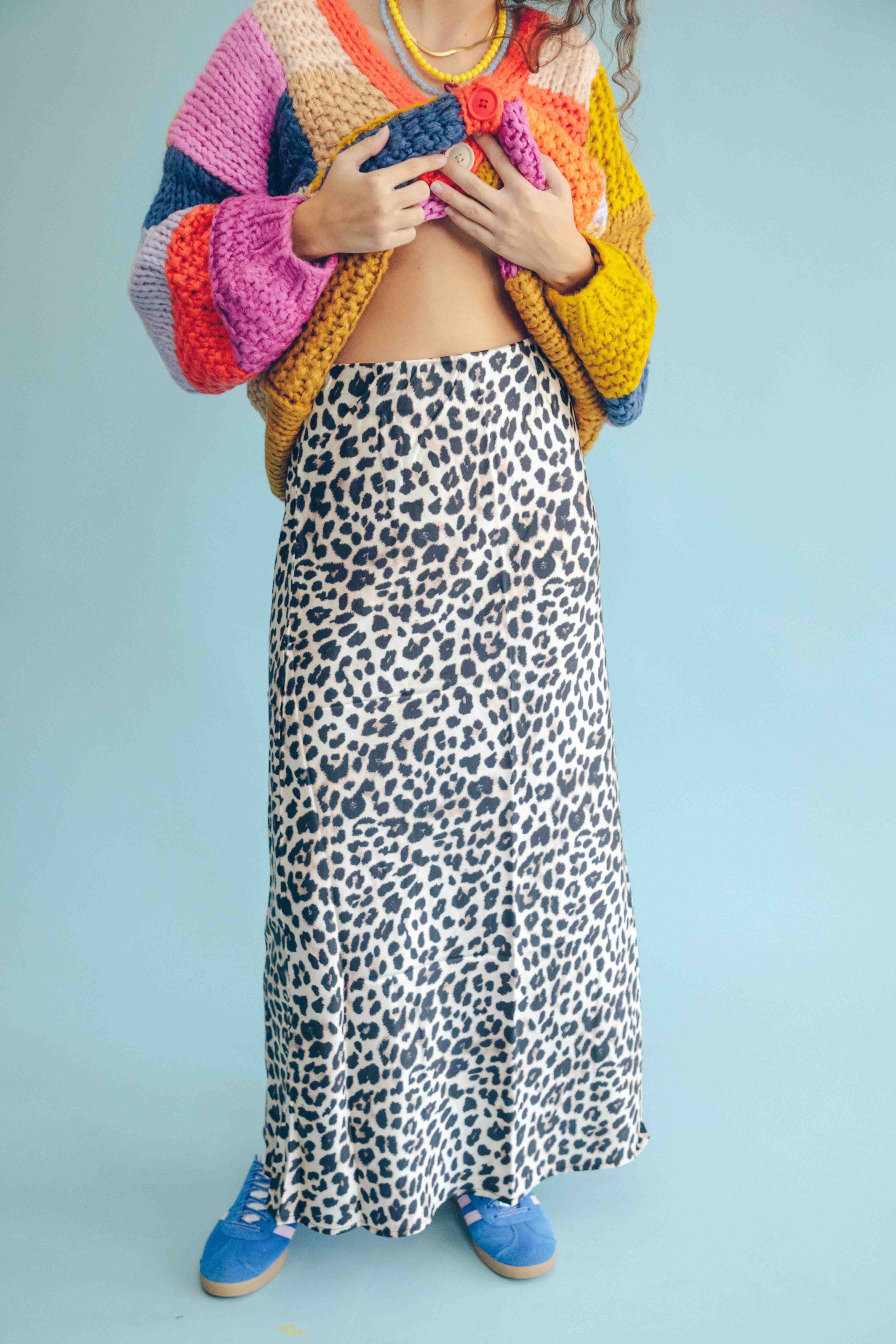SATIN LEOPARD-PRINT SKIRT