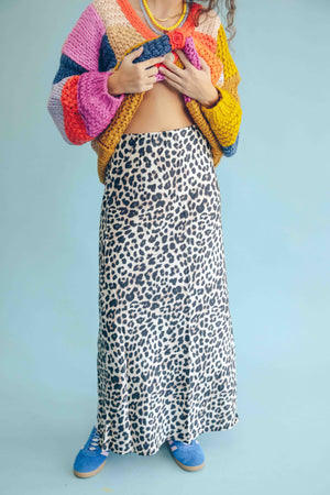 SATIN LEOPARD-PRINT SKIRT