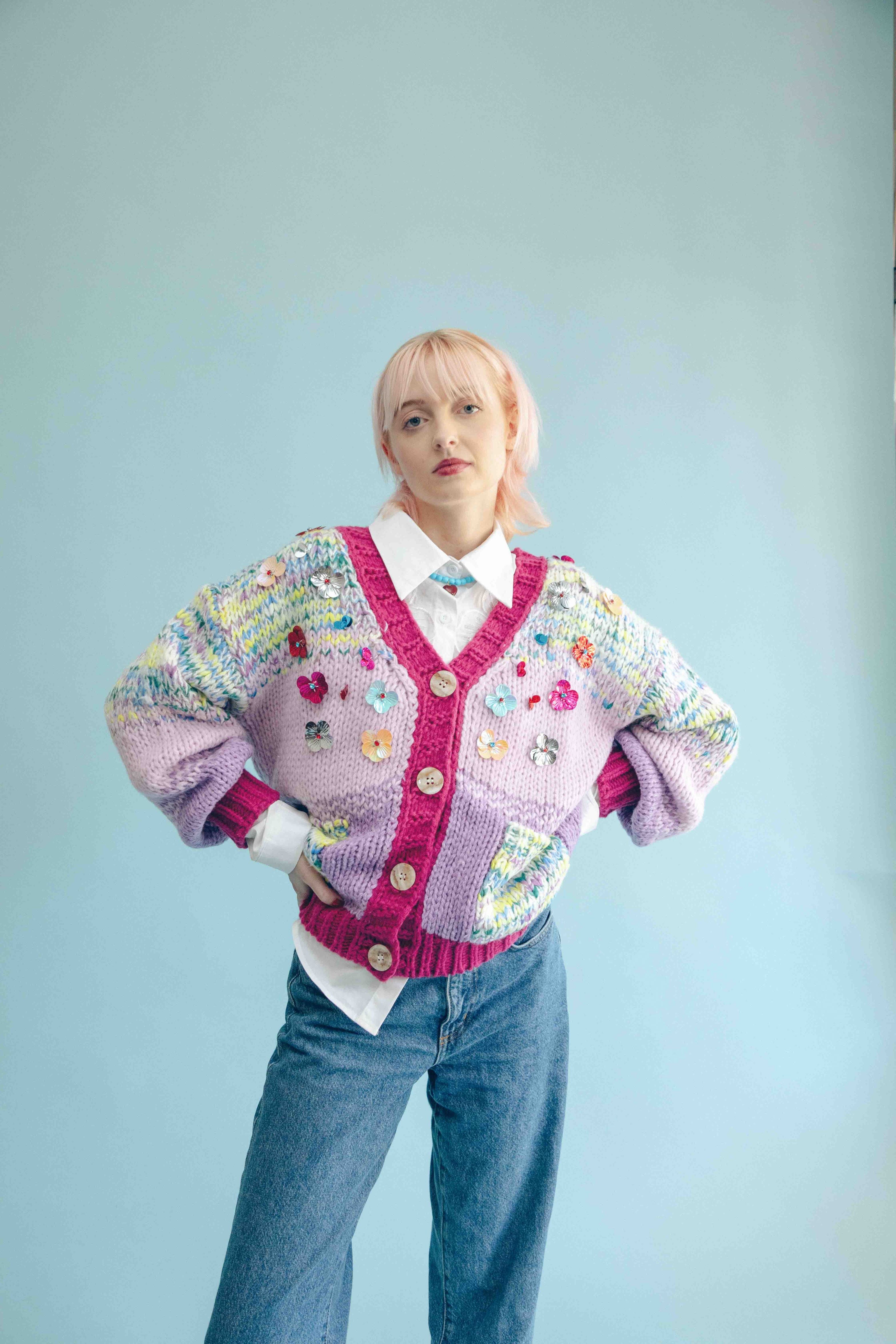 AURELIA CARDIGAN WITH 3D EMBELLISHMENT