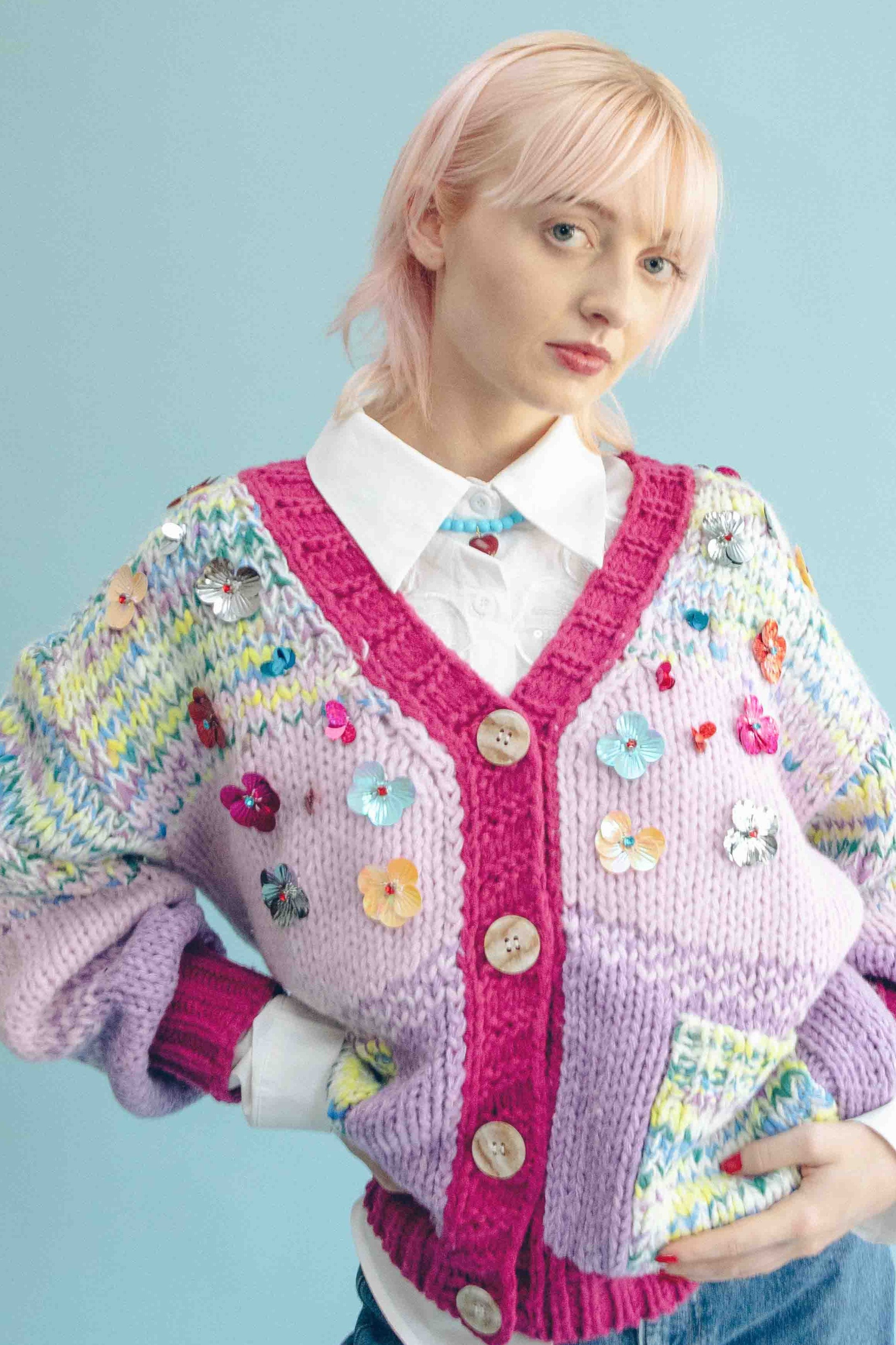AURELIA CARDIGAN WITH 3D EMBELLISHMENT