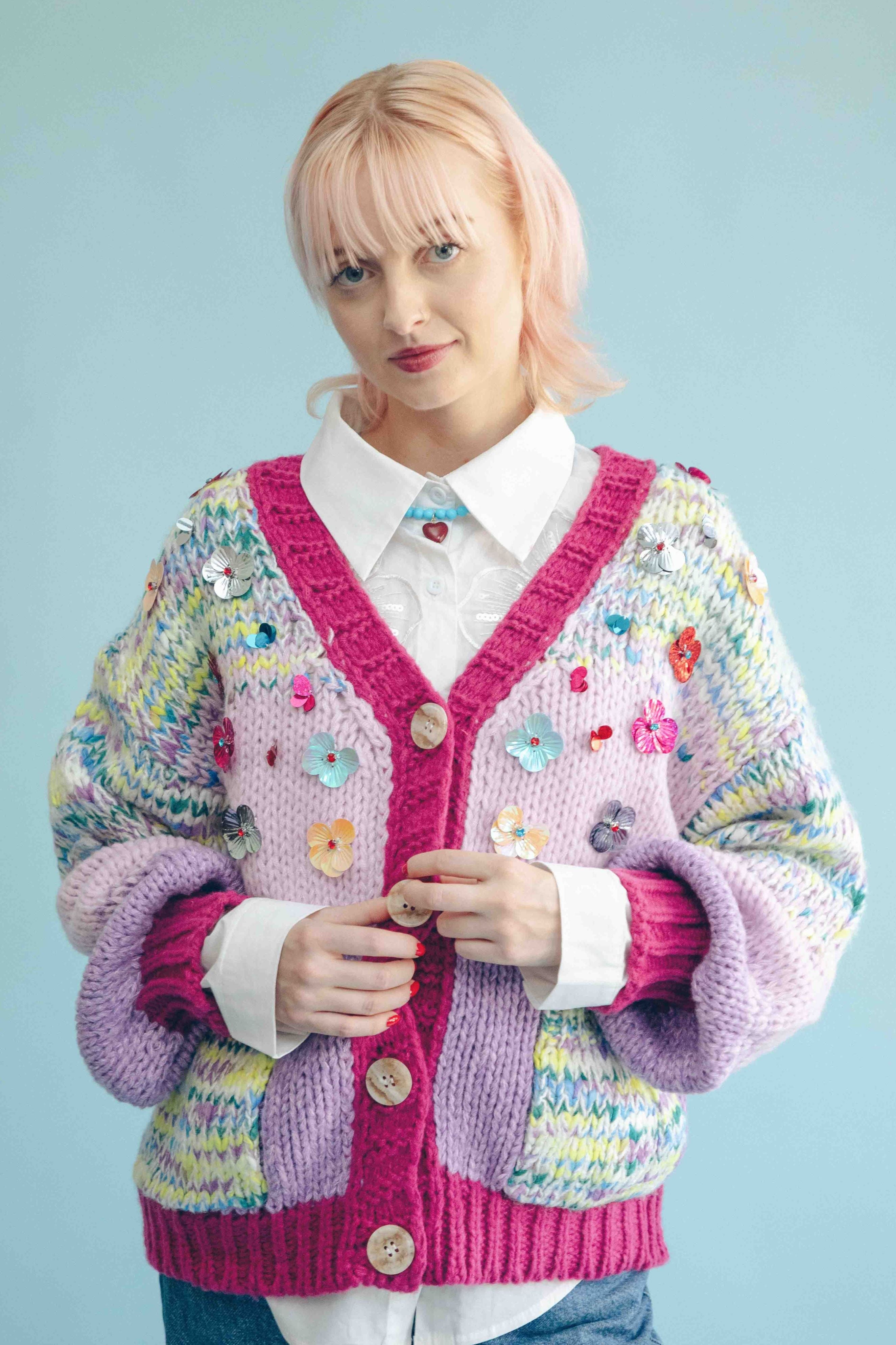 AURELIA CARDIGAN WITH 3D EMBELLISHMENT