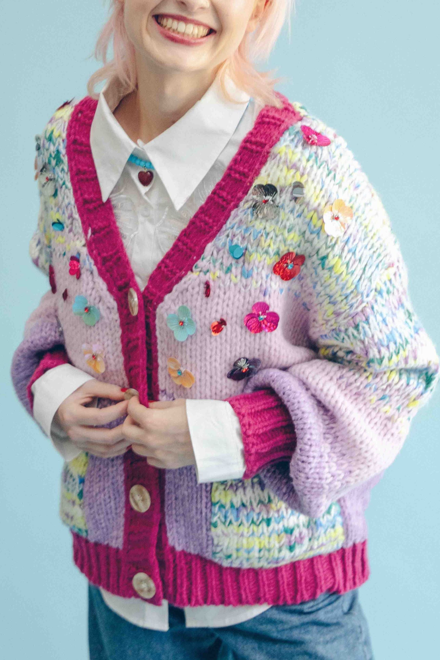 AURELIA CARDIGAN WITH 3D EMBELLISHMENT
