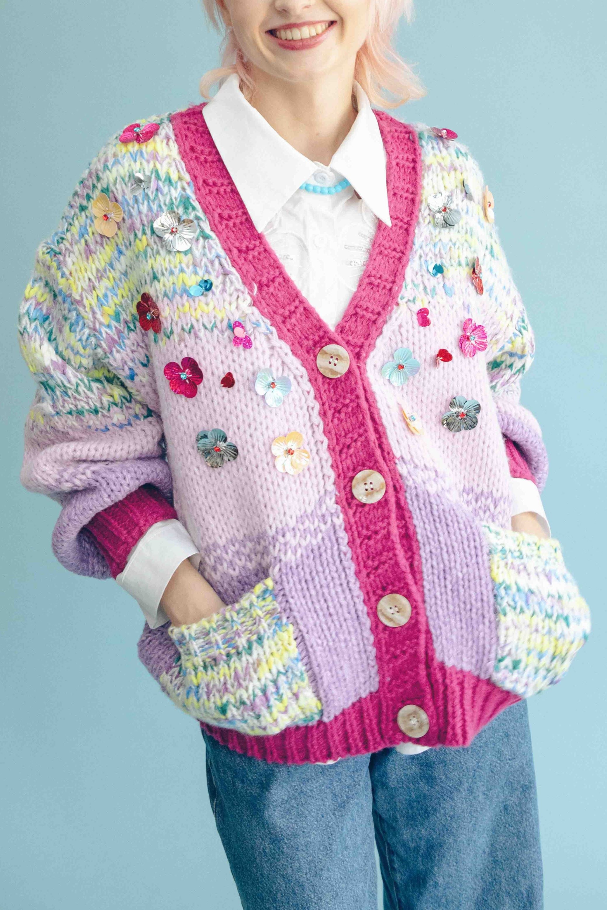 AURELIA CARDIGAN WITH 3D EMBELLISHMENT