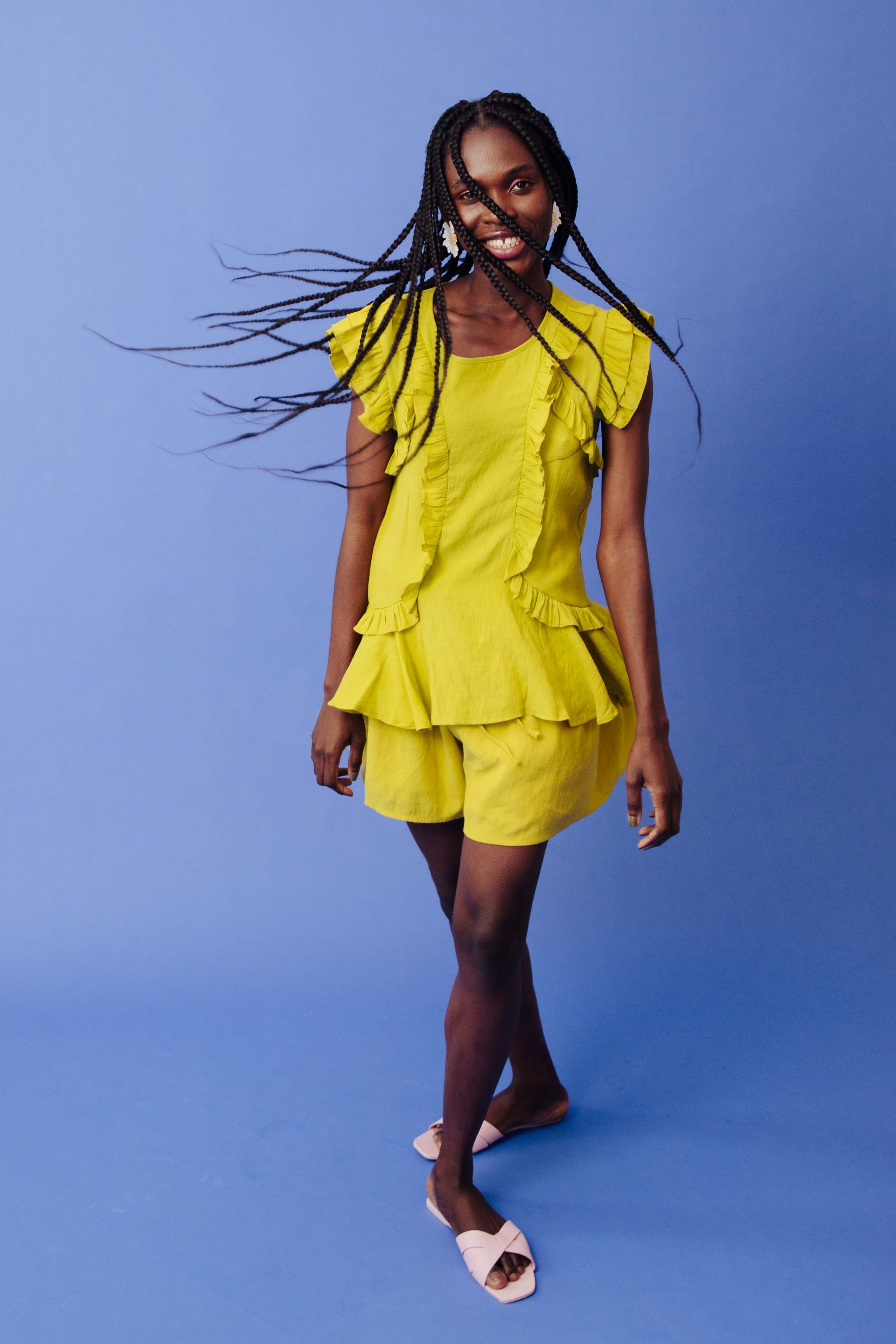 RUFFLE SHORTS SET - LEMON YELLOW