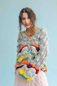 PREMIUM POPCORN CARDIGAN - GREY
