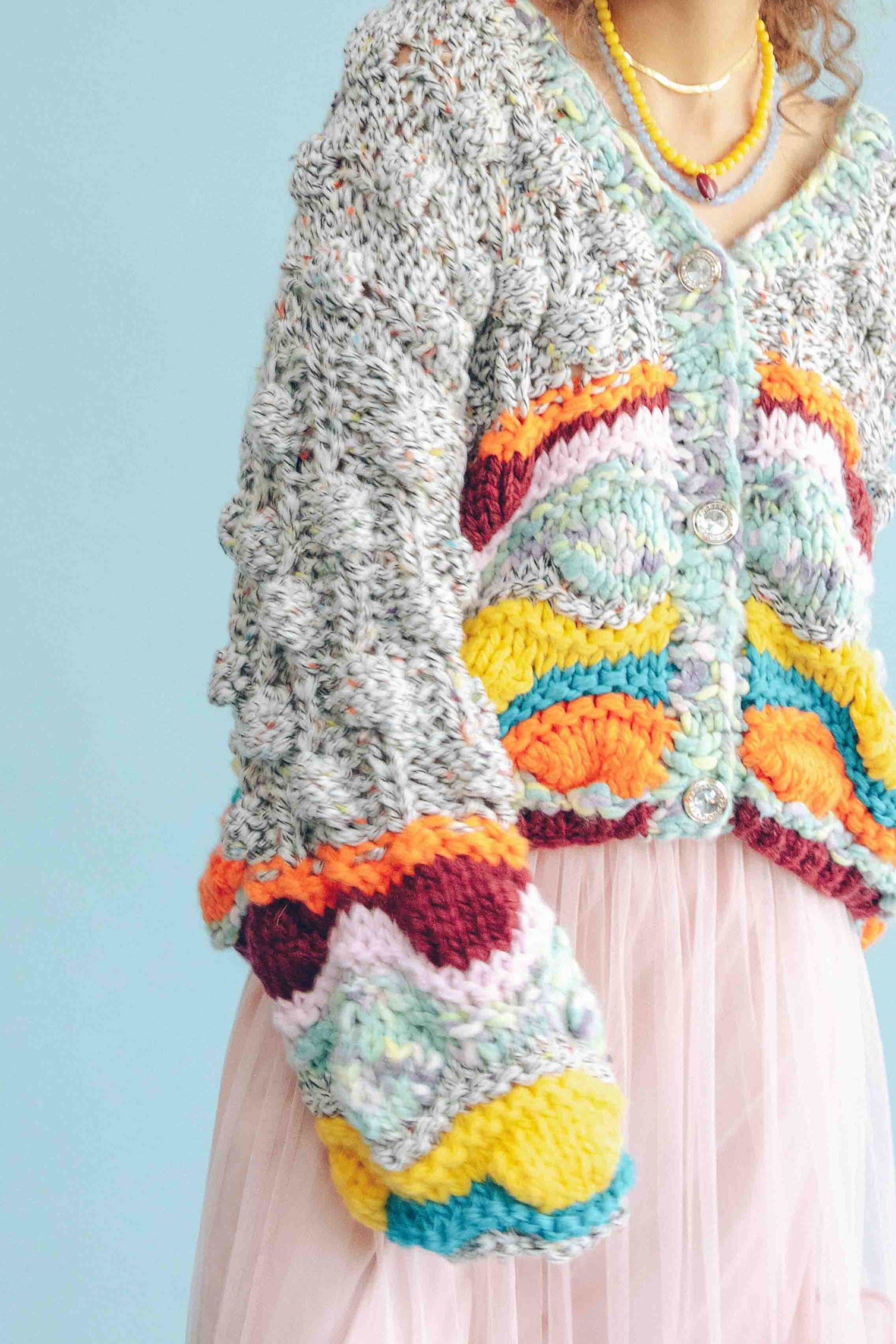 PREMIUM POPCORN CARDIGAN - GREY