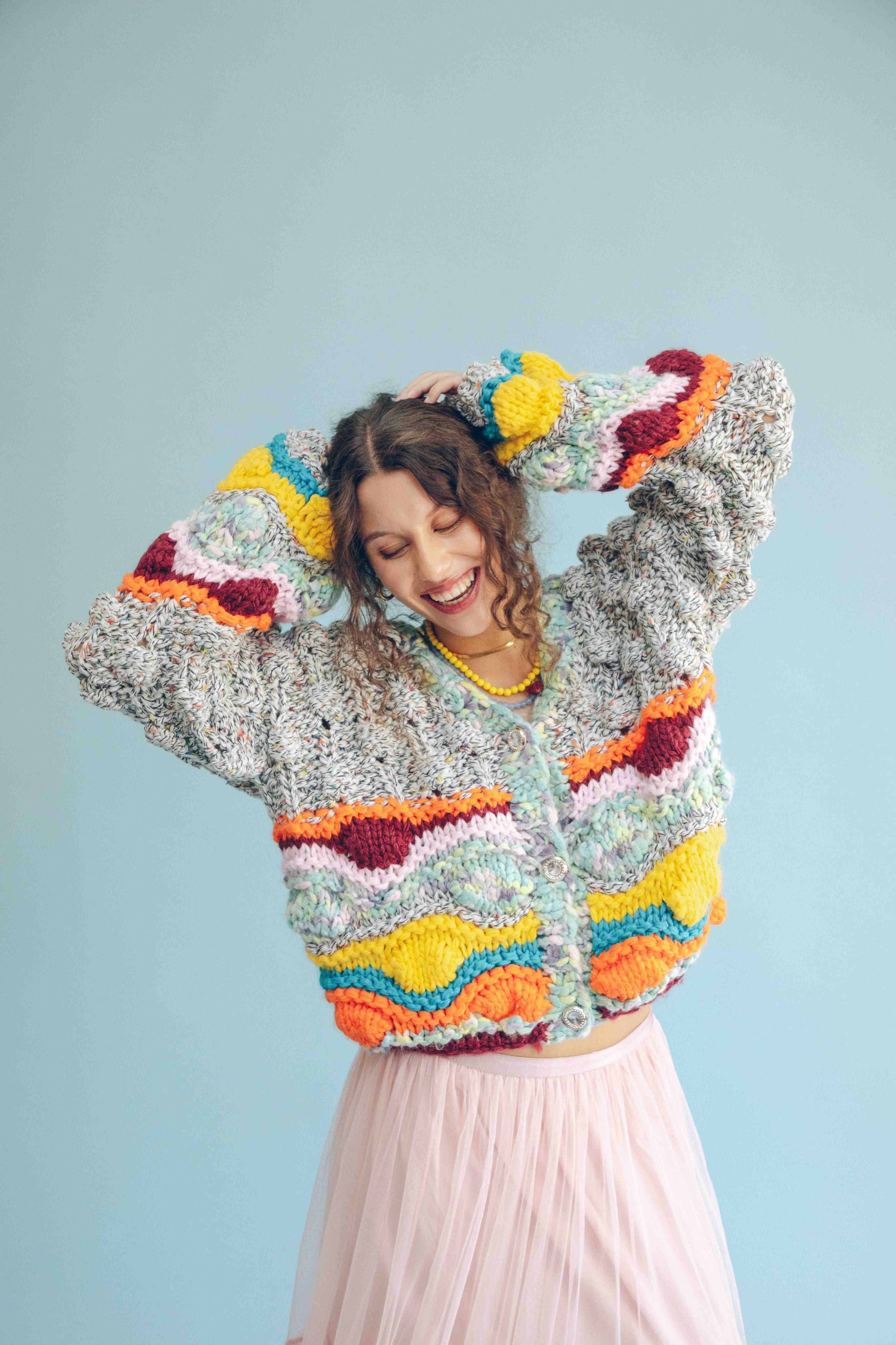 PREMIUM POPCORN CARDIGAN - GREY