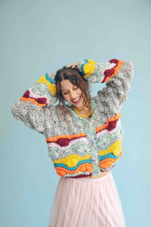 PREMIUM POPCORN CARDIGAN - GREY