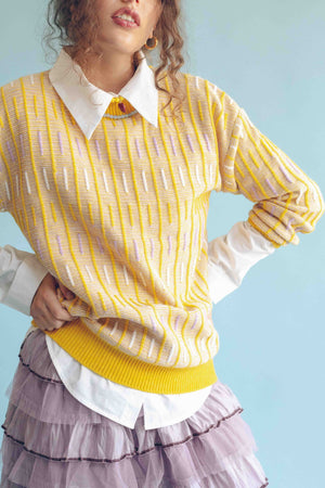SCATTERED STRIPE PULLOVER - BUTTER