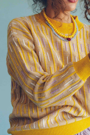 SCATTERED STRIPE PULLOVER - BUTTER