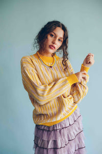 SCATTERED STRIPE PULLOVER - BUTTER