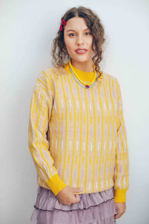 SCATTERED STRIPE PULLOVER - BUTTER