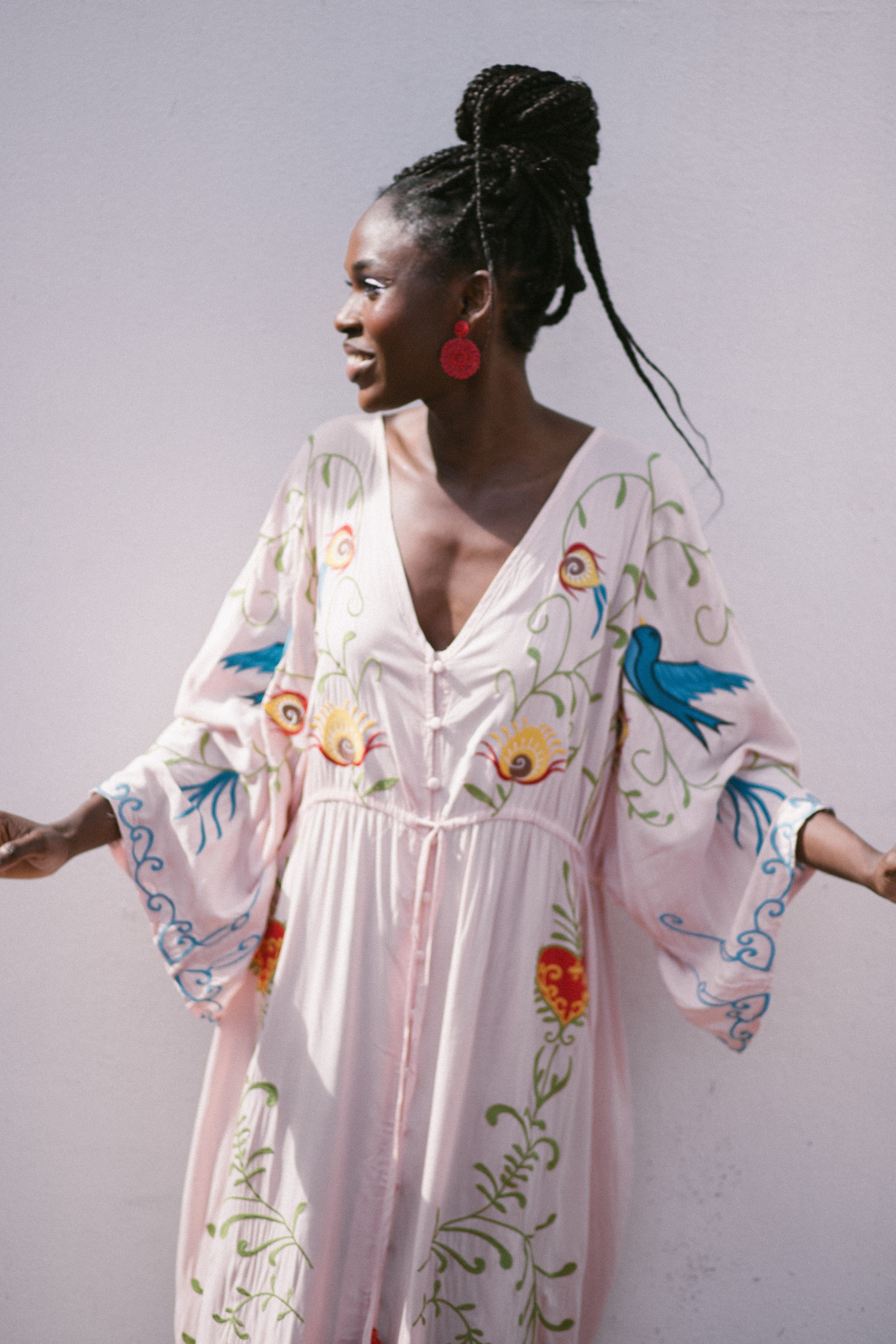 Embroidered outlet kimono dress