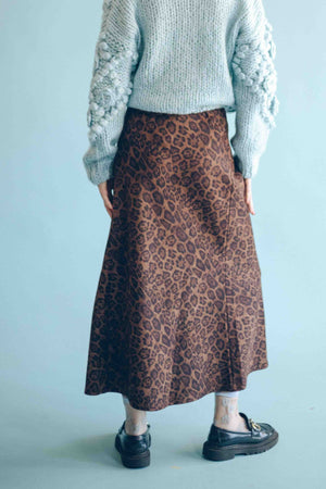 FAUX SUEDE LEOPARD-PRINT SKIRT