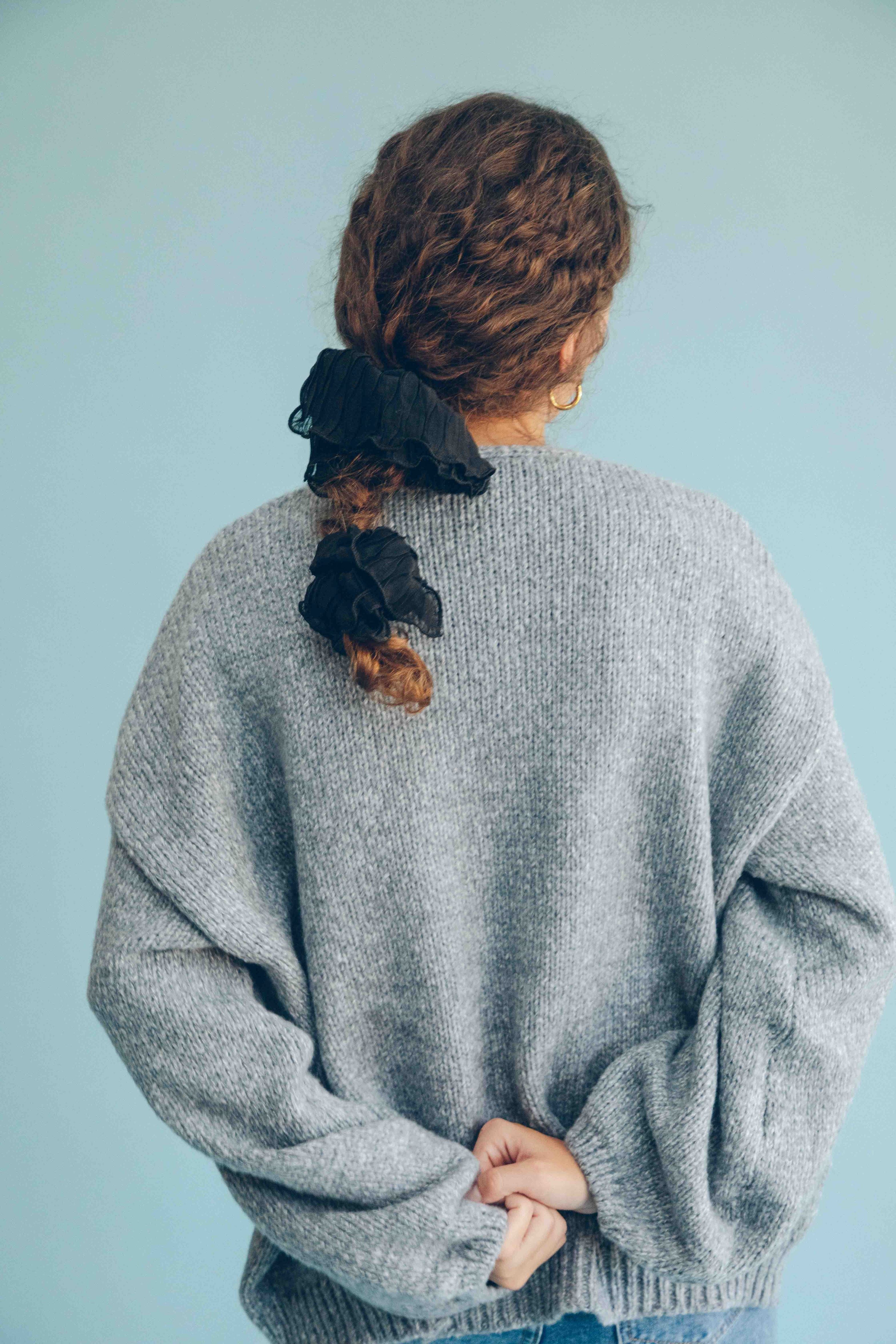 TIE FRONT CARDIGAN - GREY