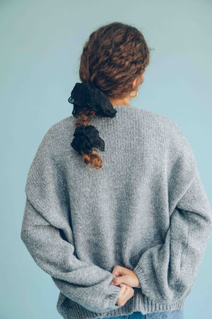 TIE FRONT CARDIGAN - GREY