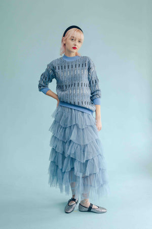 SCATTERED STRIPE PULLOVER - BLUE