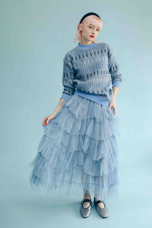SCATTERED STRIPE PULLOVER - BLUE