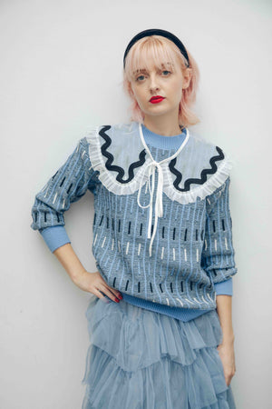 SCATTERED STRIPE PULLOVER - BLUE