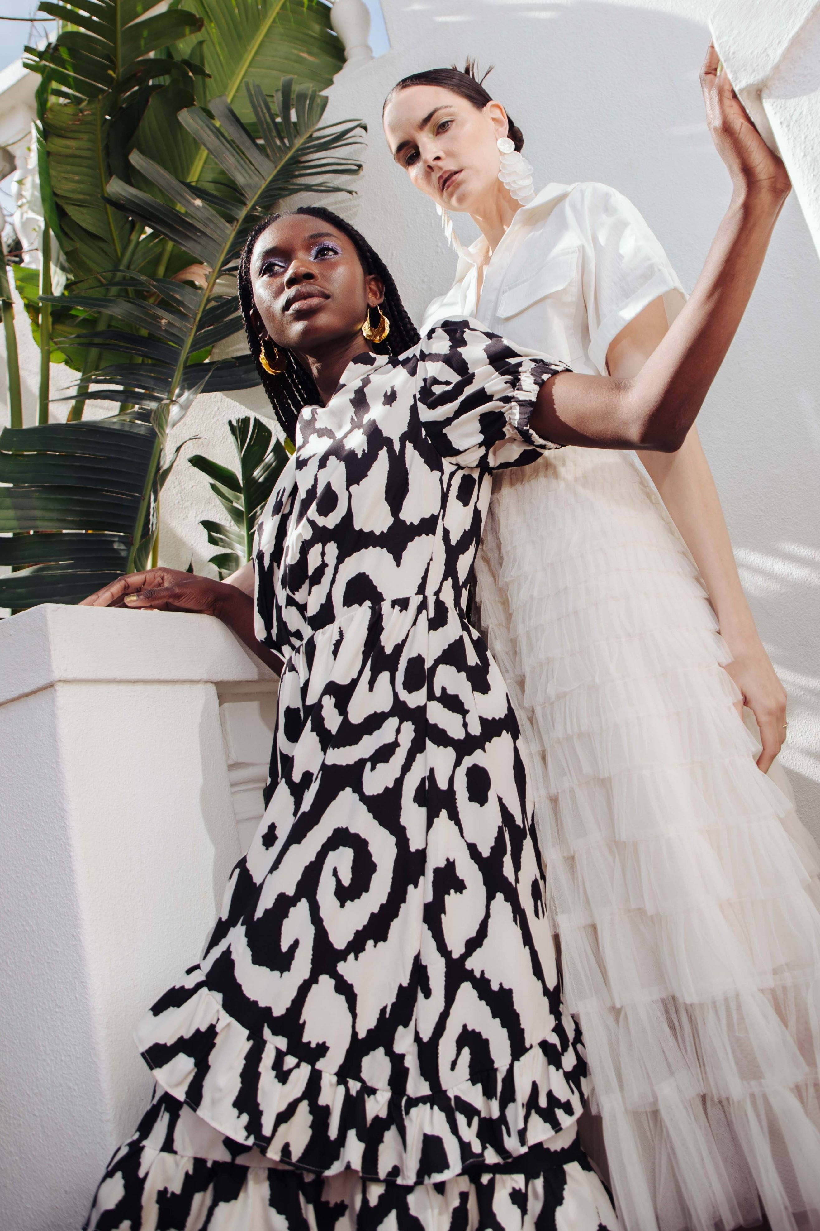 MAXI DRESS WITH RUFFLE HEM AND TWISTED HIGH-NECK
