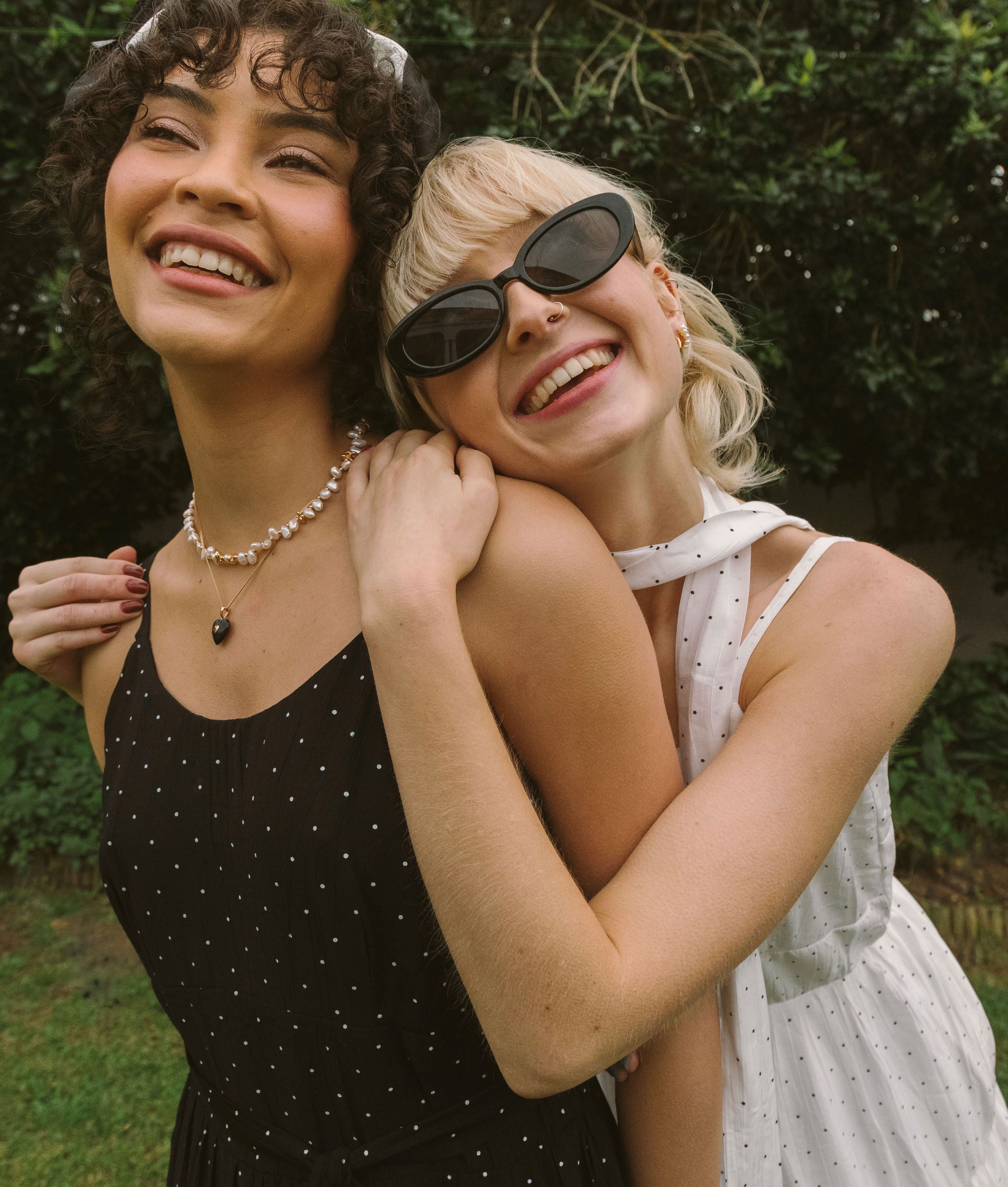 STRAPPY POLKADOT MIDI DRESS - BLACK