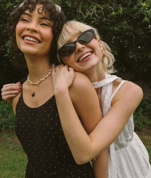 STRAPPY POLKADOT MIDI DRESS - BLACK