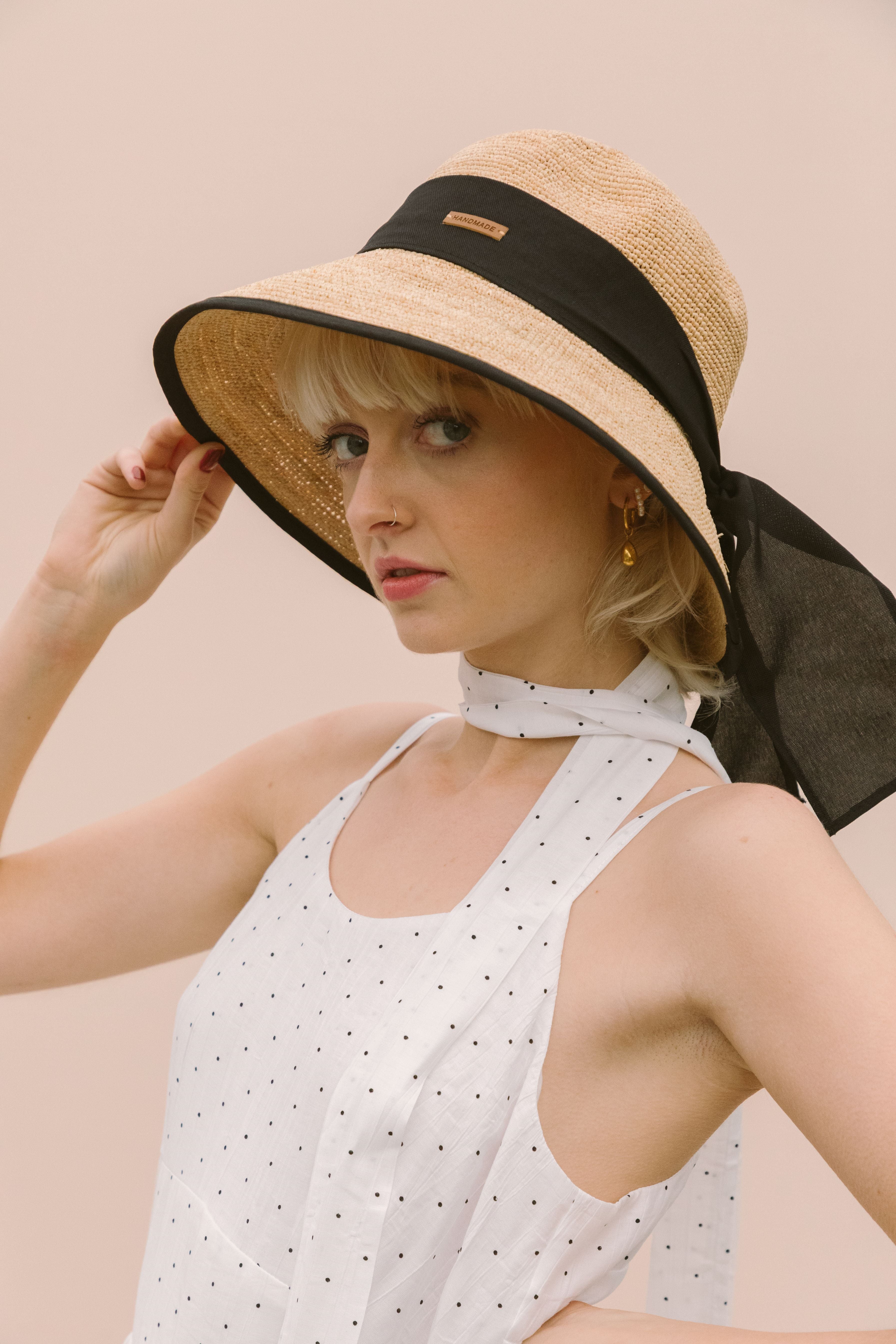 STRAPPY POLKADOT MIDI DRESS - WHITE