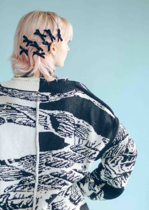 JACQUARD CARDIGAN - BLACK & WHITE