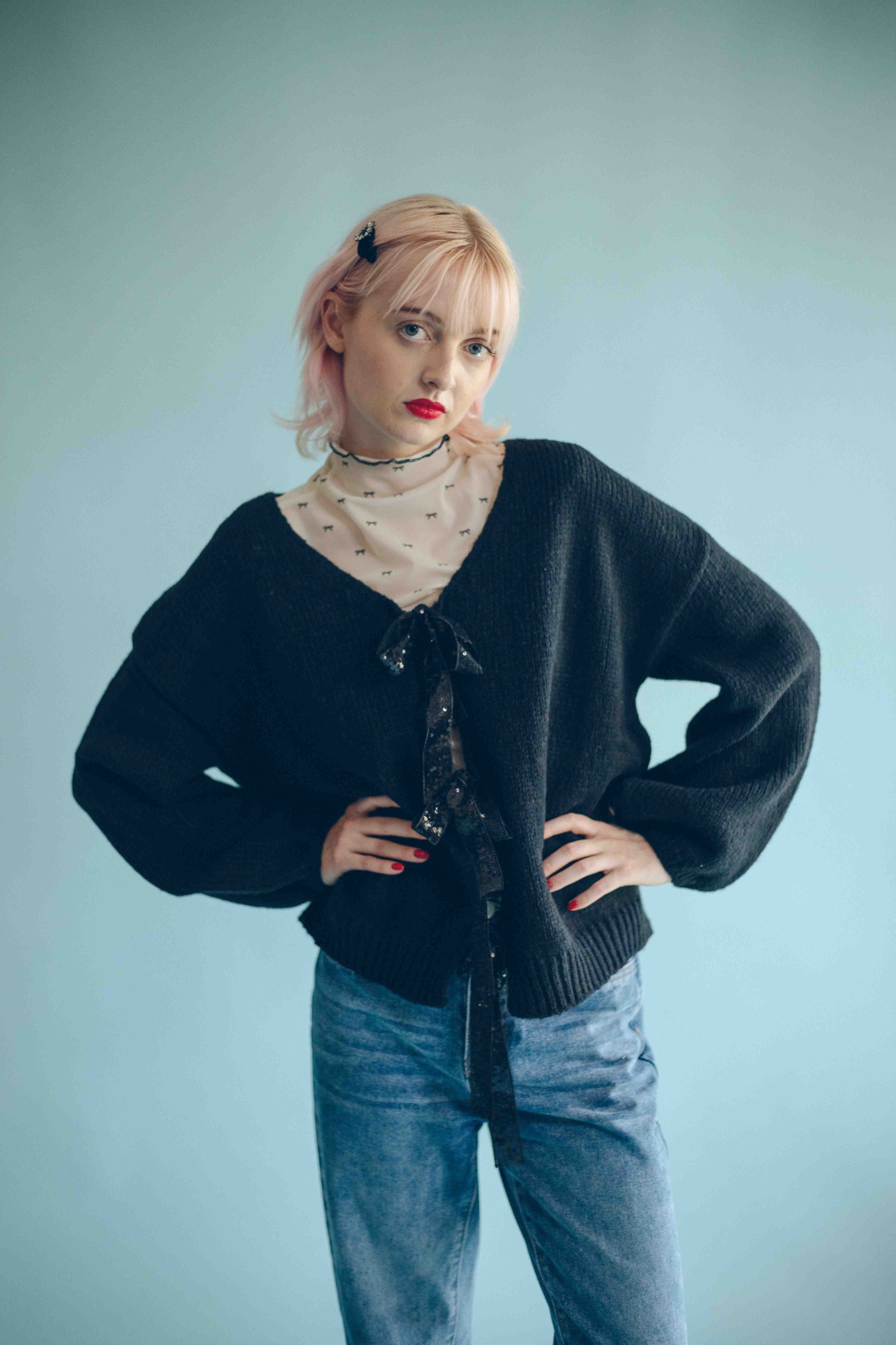TIE FRONT CARDIGAN - BLACK